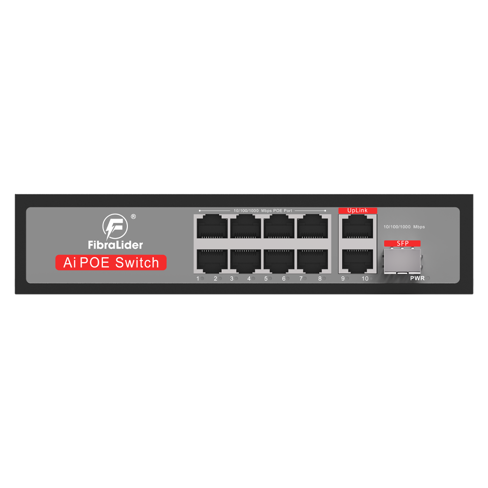 Switch PoE Gigabit de 8 Puertos 10/100/1000Mbps con 2 Puertos de Enlace Ascendente Gigabit y 1 Puerto SFP (No Administrado)