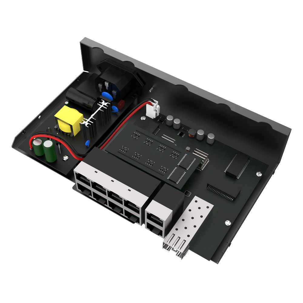 Switch PoE Gigabit de 8 Puertos 10/100/1000Mbps con 2 Puertos de Enlace Ascendente Gigabit y 1 Puerto SFP (No Administrado)