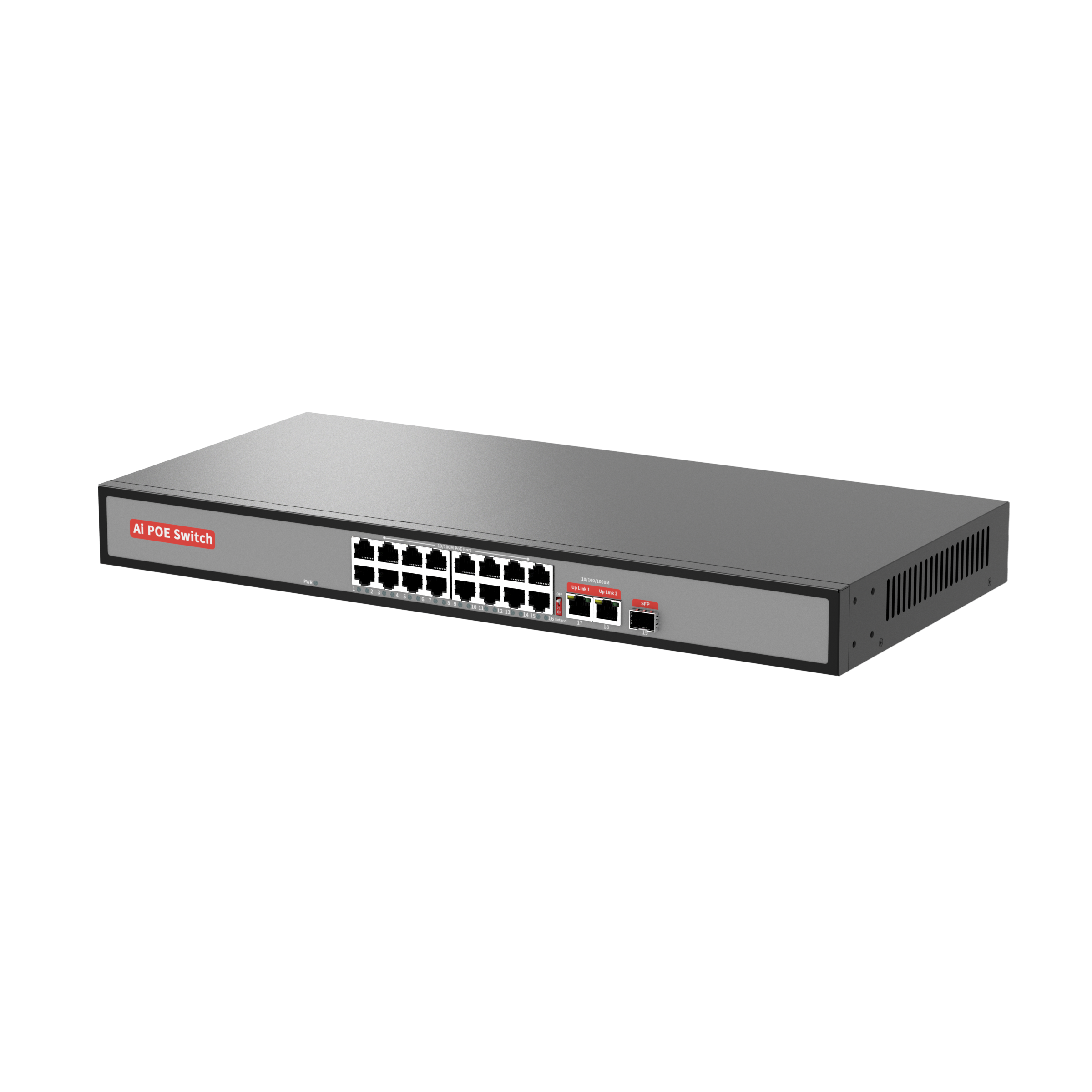 10/100/1000Mbps Switch PoE de 16 Puertos 100M con 2 Puertos Uplink Gigabit y 1 Puerto SFP (No Administrado)