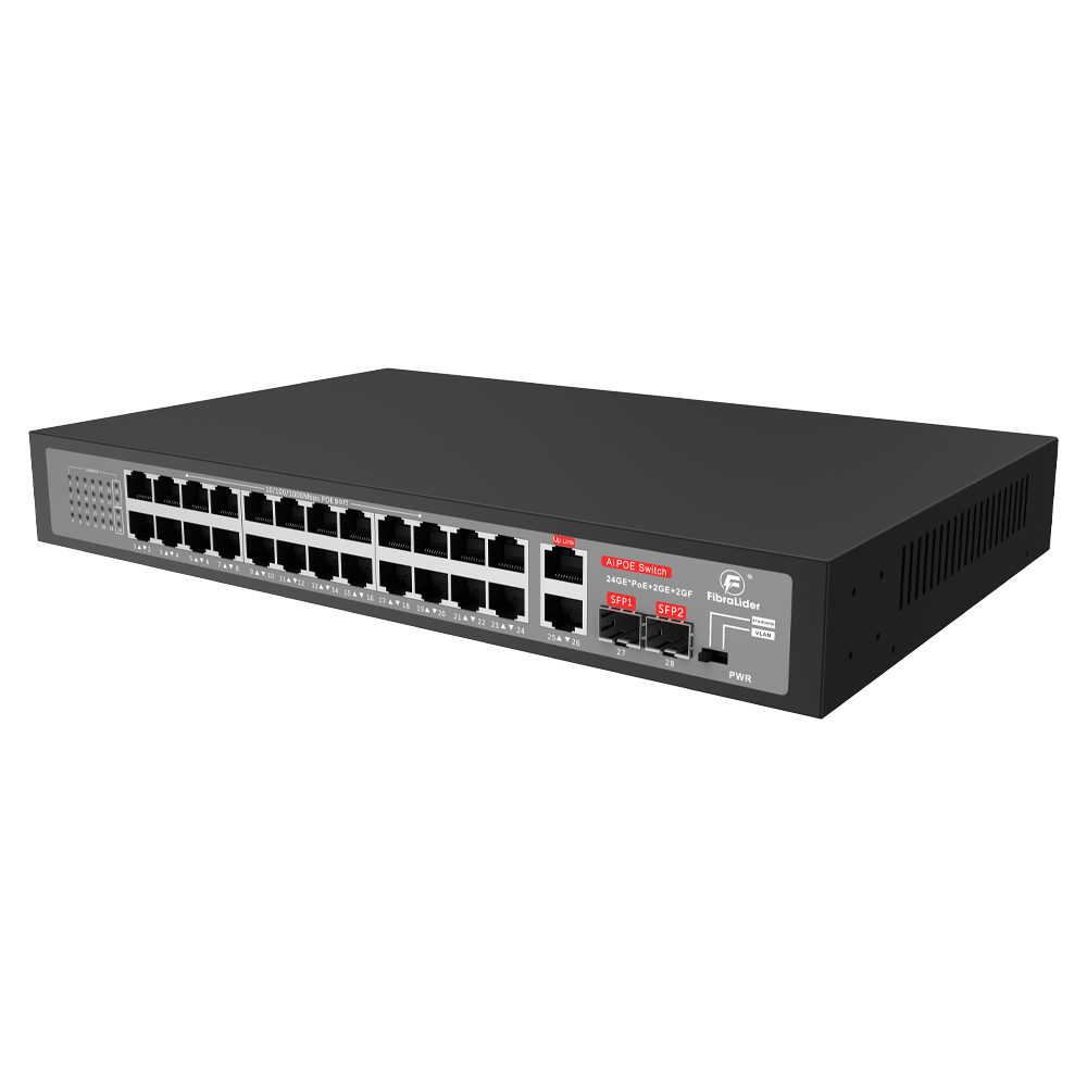 10/100/1000Mbps 24-Port Gigabit PoE Switch with 2 Gigabit Uplink Ports & 2 SFP Ports (Unmanaged)