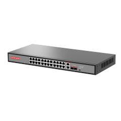 10/100/1000Mbps 24口千兆PoE交换机，含2个千兆上行端口和2个SFP端口（非管理型）
