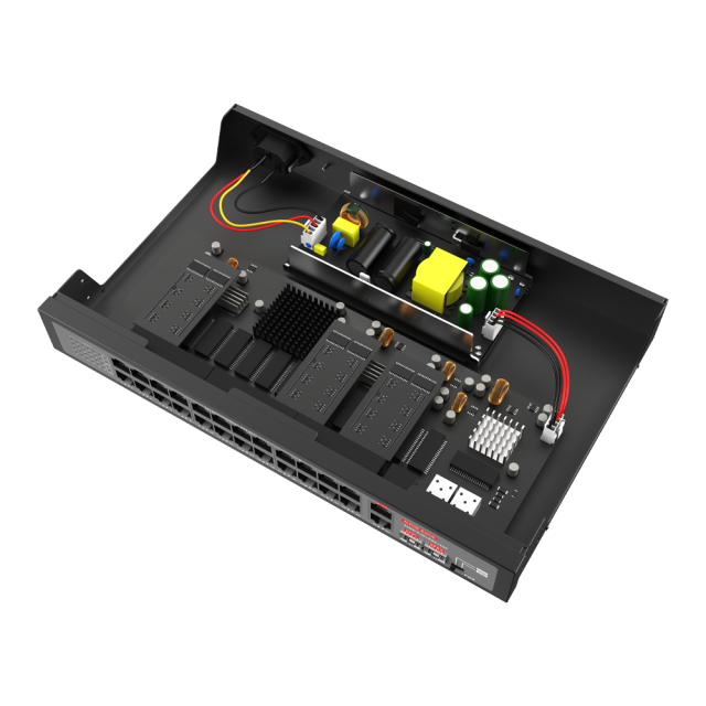 10/100/1000Mbps 24口千兆PoE交换机，带2个千兆上行端口和2个SFP端口（非管理型）