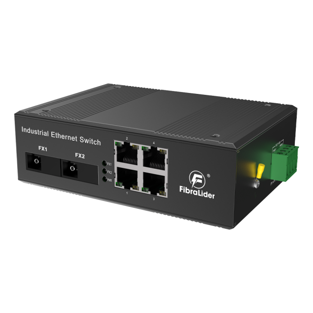 Unmanaged Industrial Ethernet Switch with 4 x 10/100Mbps Gigabit Electrical Ports + 2 x SC Gigabit Optical Ports (20km, A/B Pair)