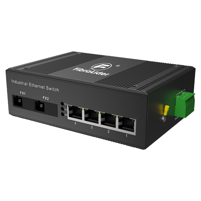 工业级非管理型以太网交换机，4个10/100/1000Mbps RJ45端口 + 2个千兆SC光纤端口