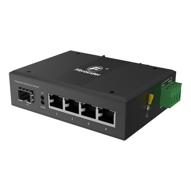 Промышленный неуправляемый Ethernet-коммутатор с 4 портами RJ45 10/100/1000Mbps и 1 гигабитным SFP-оптическим портом