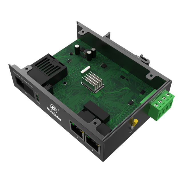 Conmutador Ethernet Industrial No Gestionado con 2 Puertos RJ45 10/100Mbps + 1 Puerto de Fibra SC Gigabit (20km, Par A/B)