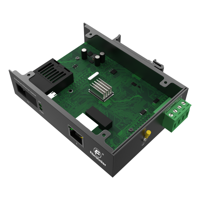 Switch Ethernet Industrial Não Gerenciável com 1 Porta RJ45 10/100Mbps + 1 Porta de Fibra SC Gigabit (20km, Par A/B)