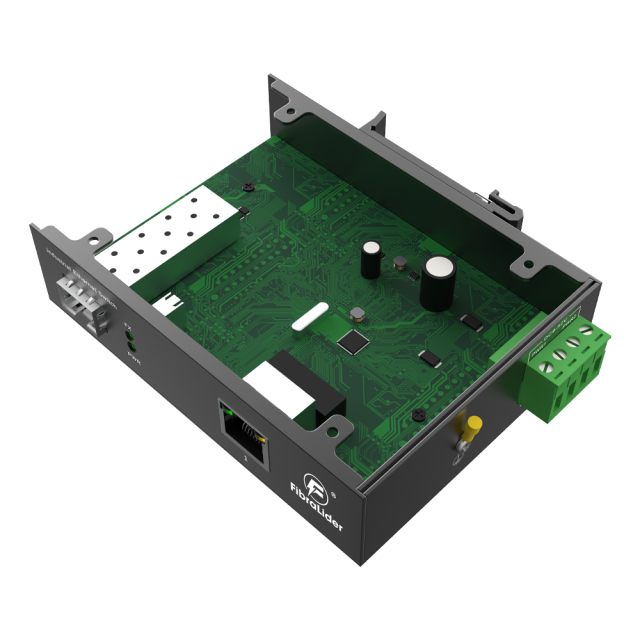 Switch Ethernet Industrial No Gestionado 10/100/1000Mbps con 1 Puerto RJ45 Gigabit y 1 Puerto Óptico SFP