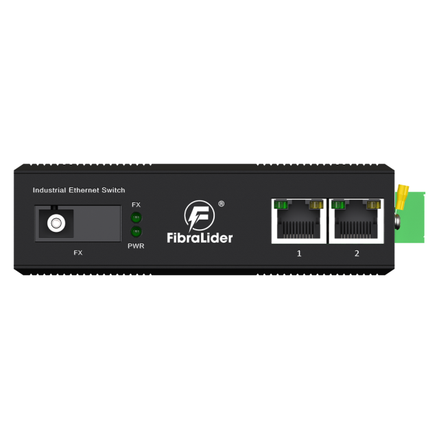 Conmutador Ethernet Industrial No Gestionado con 2 Puertos RJ45 10/100Mbps + 1 Puerto de Fibra SC Gigabit (20km, Par A/B)