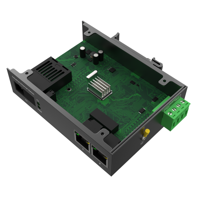 Conmutador Ethernet Industrial No Gestionado con 2 Puertos RJ45 10/100Mbps + 1 Puerto de Fibra SC Gigabit (20km, Par A/B)