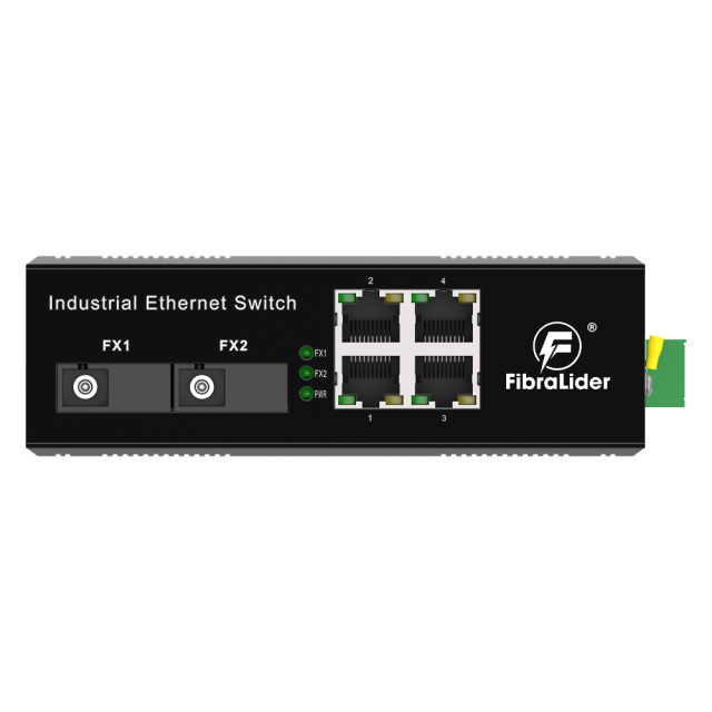 Unmanaged Industrial Ethernet Switch with 4 x 10/100Mbps Gigabit Electrical Ports + 2 x SC Gigabit Optical Ports (20km, A/B Pair)