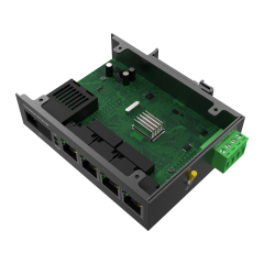 Switch Ethernet Industrial No Gestionado con 4 Puertos Eléctricos 10/100Mbps + 1 Puerto de Fibra SC Gigabit (20km, Par A/B)