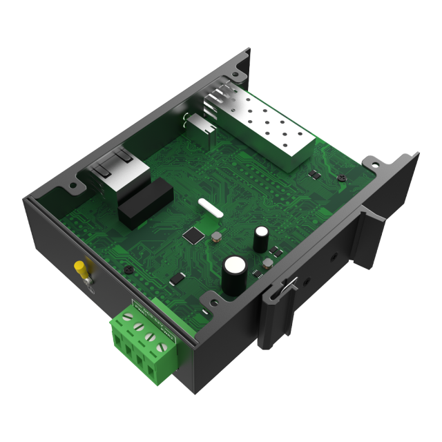 Switch Ethernet Industrial No Gestionado 10/100/1000Mbps con 1 Puerto RJ45 Gigabit y 1 Puerto Óptico SFP