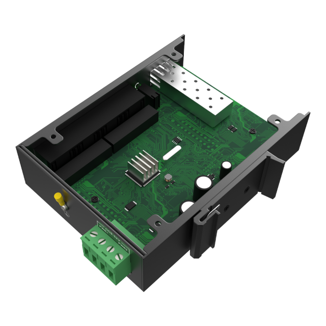 Промышленный неуправляемый Ethernet-коммутатор с 4 портами RJ45 10/100/1000Mbps и 1 гигабитным SFP-оптическим портом