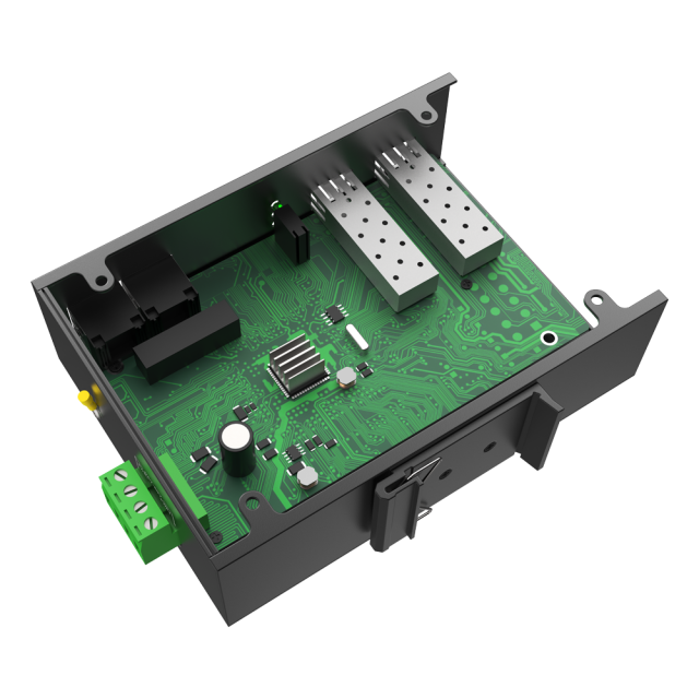 Неуправляемый промышленный Ethernet-свитч 10/100/1000 Мбит/с с 2 портами Gigabit Electric и 2 портами Gigabit SFP — FL-CUG0202-SFP