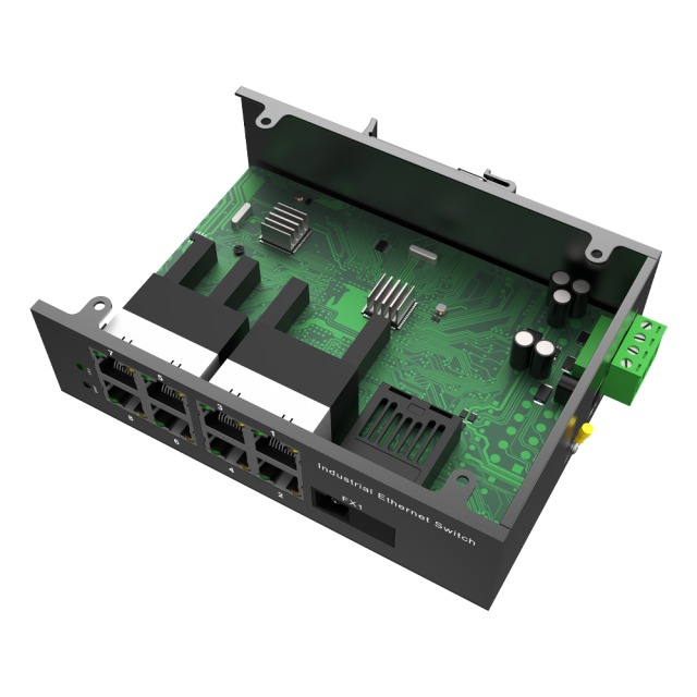 Switch Ethernet Industrial Não Gerenciável com 8 Portas Gigabit RJ45 + 1 Porta Óptica SC