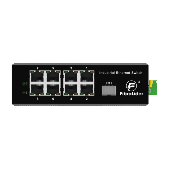 工业级非管理型千兆以太网交换机，8个RJ45端口 + 1个SFP光口