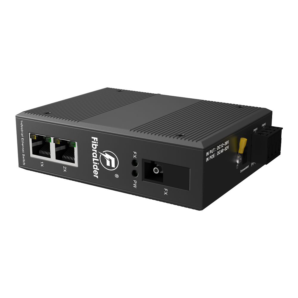 Switch Ethernet Industrial No Administrado 10/100Mbps con 2 Puertos Eléctricos Gigabit + 1 Puerto Óptico SC Gigabit, FL-DUF0201-SC20A/B