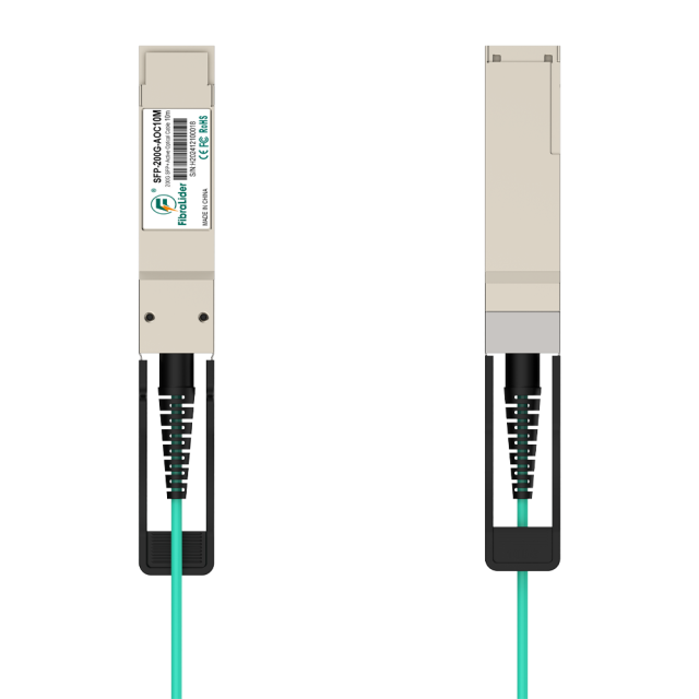200G QSFP56 to QSFP56 Active Optical Cable (AOC), 10 Meter, High-Speed, Low-Latency
