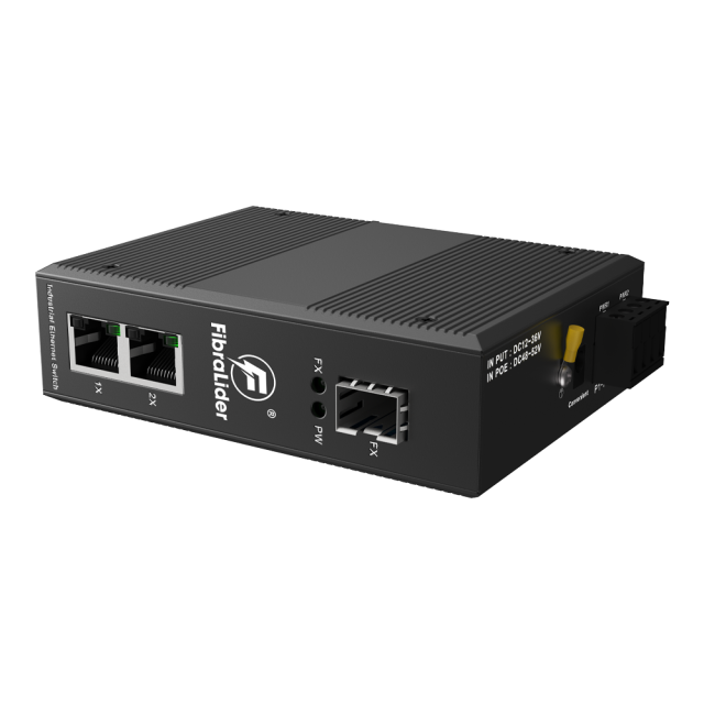 10/100/1000Mbps Industrial Unmanaged Gigabit Ethernet Switch with 2 RJ45 Ports + 1 SFP Fiber Port – FL-DUG0201-SFP