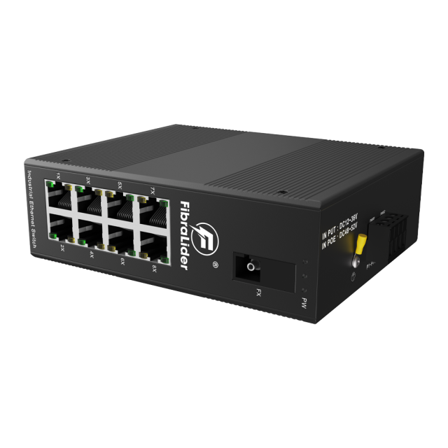 10/100/1000Mbps Unmanaged Industrial Ethernet Switch with 8 Gigabit RJ45 Ports and 1 Gigabit SC Optical Port
