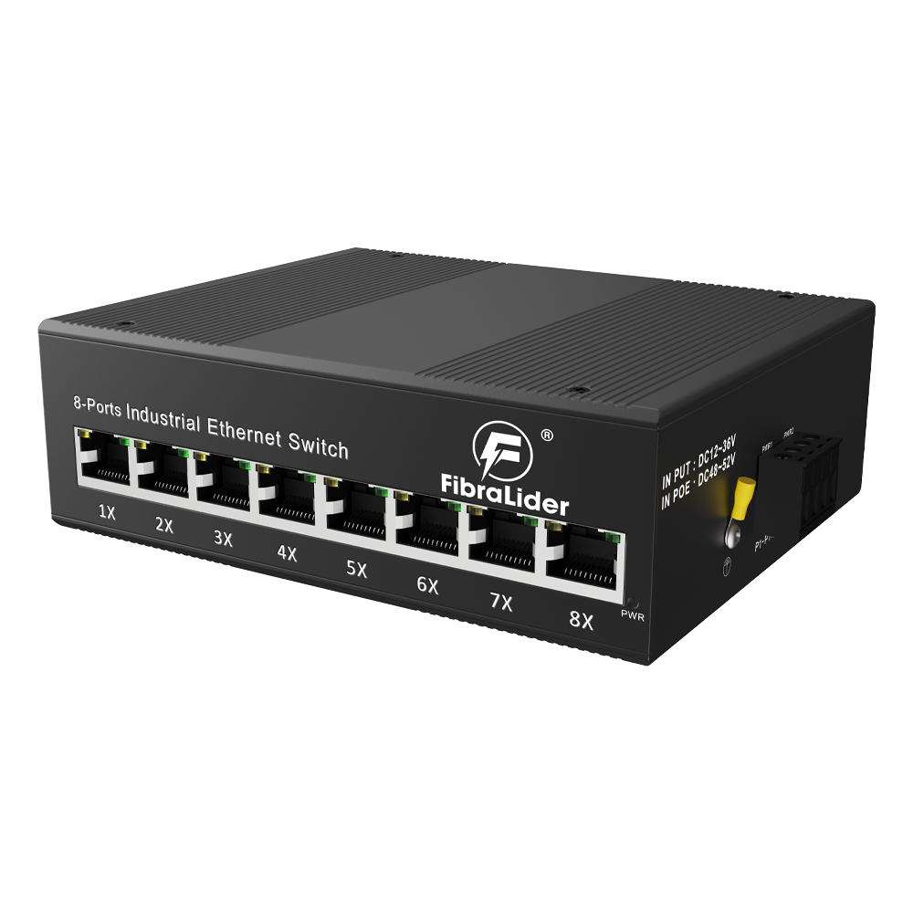 8-Port Gigabit Unmanaged Industrial Ethernet Switch (10/100/1000Mbps, DIN-Rail, Wide Temp, IP40 Metal Housing)