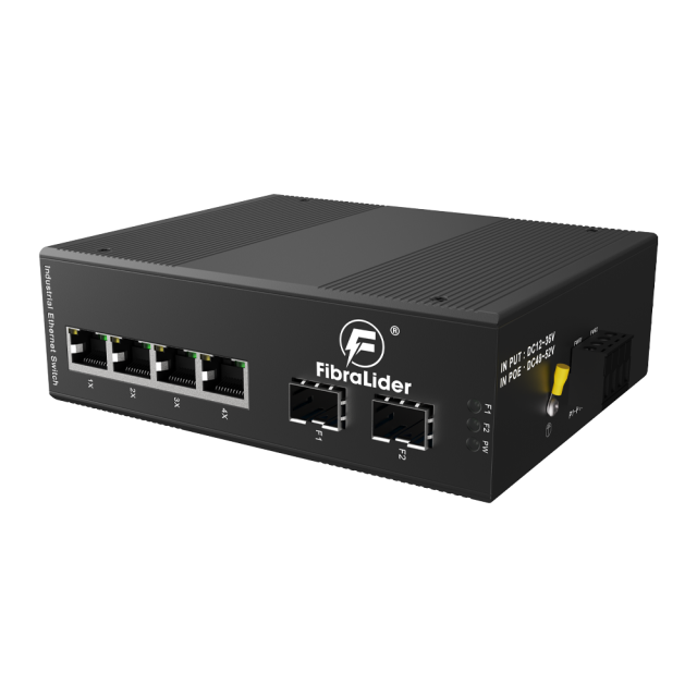 10/100/1000Mbps Industrial Unmanaged Gigabit Ethernet Switch with 4 RJ45 Ports and 2 SFP Slots