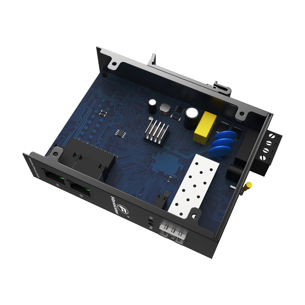 10/100/1000Mbps 工业级非管理型以太网交换机，2个千兆电口 + 1个SFP光口 – FL-DUG0201-SFP
