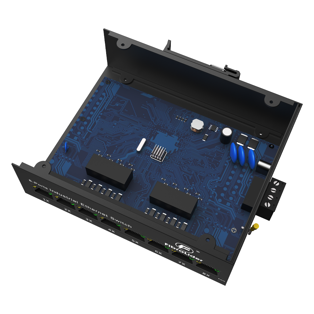 8-Port Gigabit Unmanaged Industrial Ethernet Switch (10/100/1000Mbps, DIN-Rail, Wide Temp, IP40 Metal Housing)