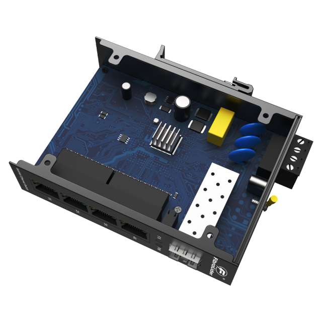 Switch Industrial Gigabit Não Gerenciado com 4 Portas RJ45 + 1 Porta SFP – FL-DUG0401-SFP