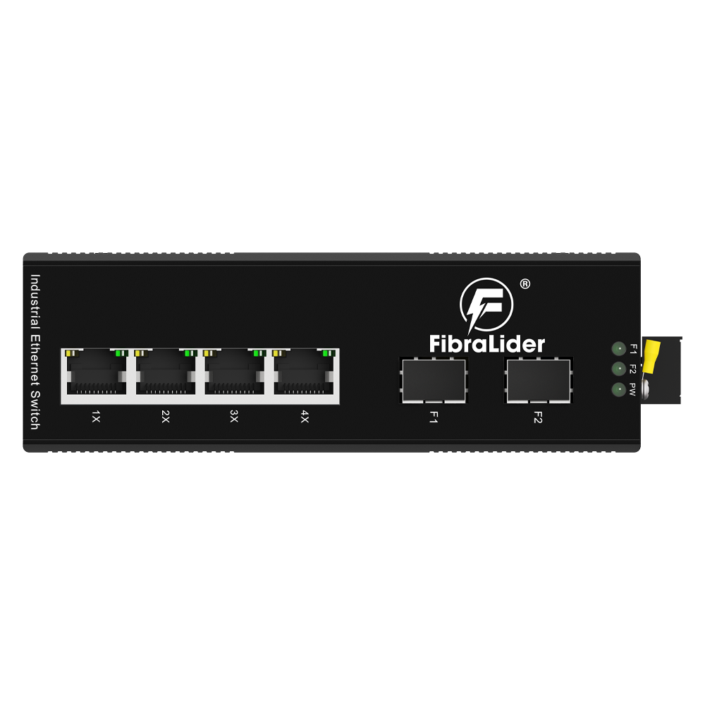 10/100/1000Mbps 工业级非管理型以太网交换机，4个千兆电口 + 2个千兆SFP光口 – FL-DUG0402M-SFP