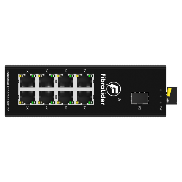 Промышленный неуправляемый коммутатор FibraLider FL-DUG0801-SFP – 10/100/1000Мбит/с, 8 гигабитных RJ45 портов + 1 порт SFP