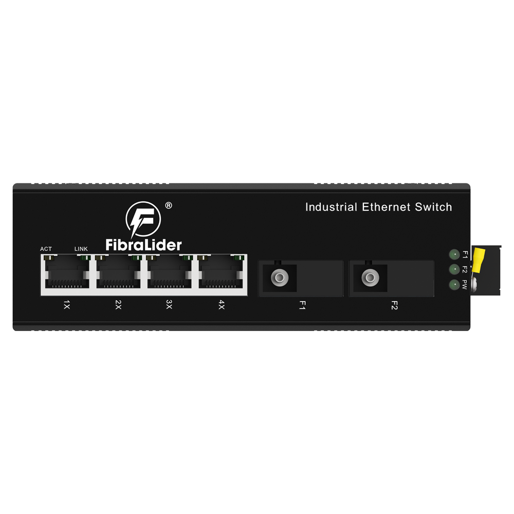 Switch Ethernet Industrial No Administrado 10/100Mbps con 4 Puertos Eléctricos Gigabit + 2 Puertos Ópticos SC Gigabit, FL-DUF0402M-SC20A/B
