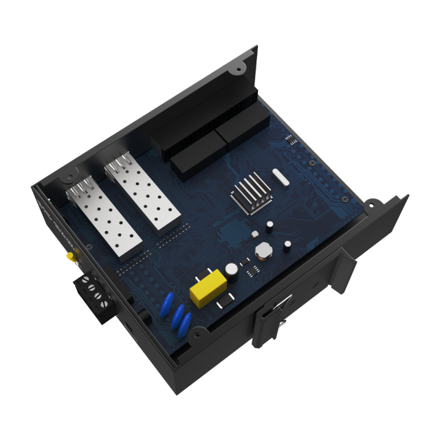 10/100/1000Mbps Industrial Unmanaged Gigabit Ethernet Switch with 4 RJ45 Ports and 2 SFP Slots