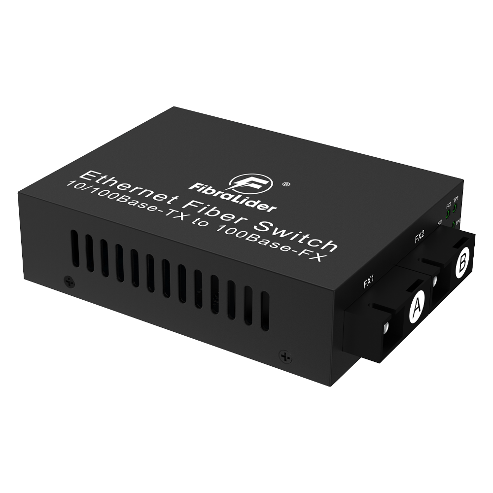 10/100Mbps Fiber Media Converter with 3 RJ45 Ports and 2 SC Fiber Ports, 20km Transmission