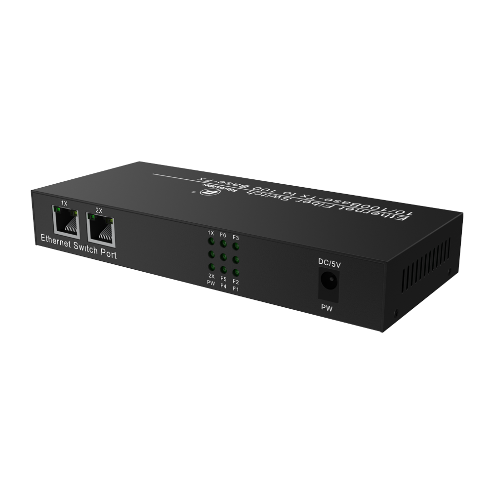 Медиаконвертер 10/100 Мбит/с с 6 Ethernet и 2 SC-оптическими портами, дальность до 20 км