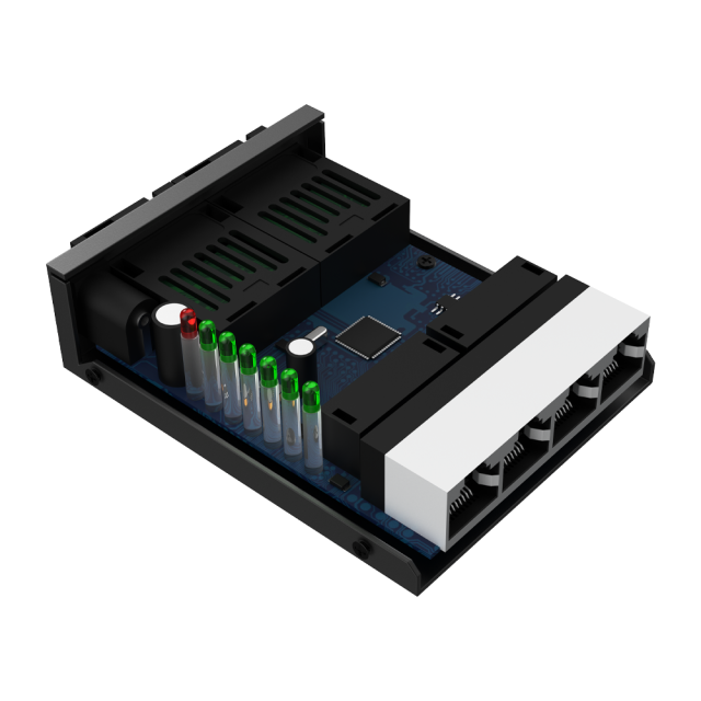 10/100Mbps Dual Fiber + 4-Port Fast Ethernet Media Converter, SC, 20km Transmission