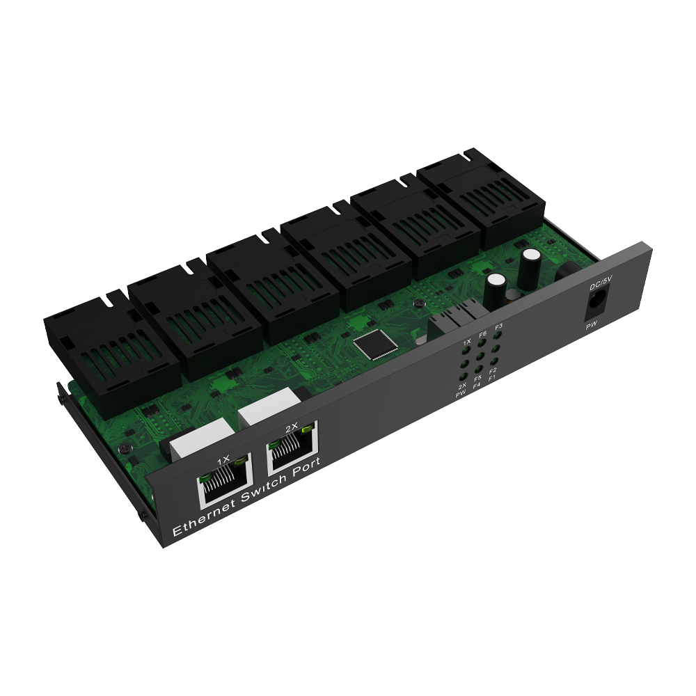 Медиаконвертер 10/100 Мбит/с с 6 Ethernet и 2 SC-оптическими портами, дальность до 20 км