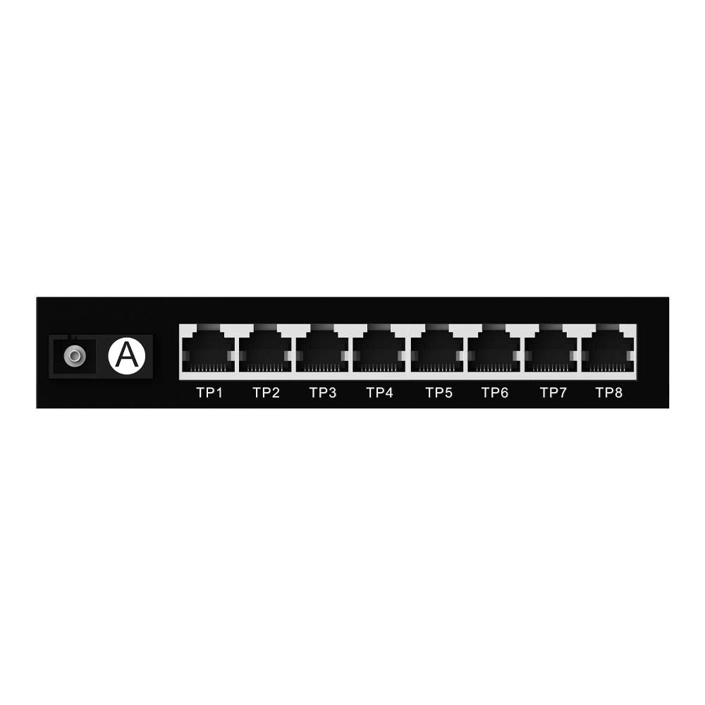10/100Mbps Fiber Media Converter with 8 RJ45 Ports and 1 SC Fiber Port, 20km Transmission