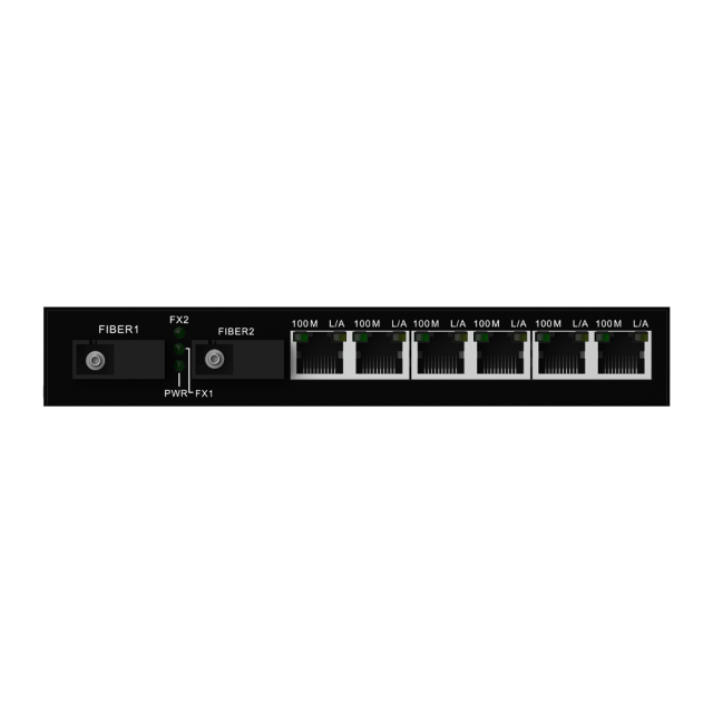 Медиаконвертер 10/100 Мбит/с, 6 RJ45 + 2 SC-порта, дальность до 20 км