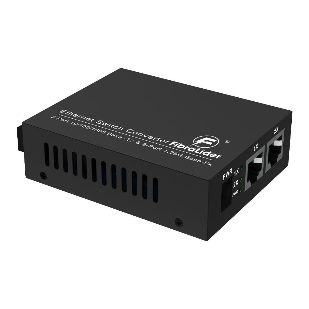 Convertidor de Medios de Fibra 10/100/1000Mbps, 2x RJ45 + 2x Puertos SC