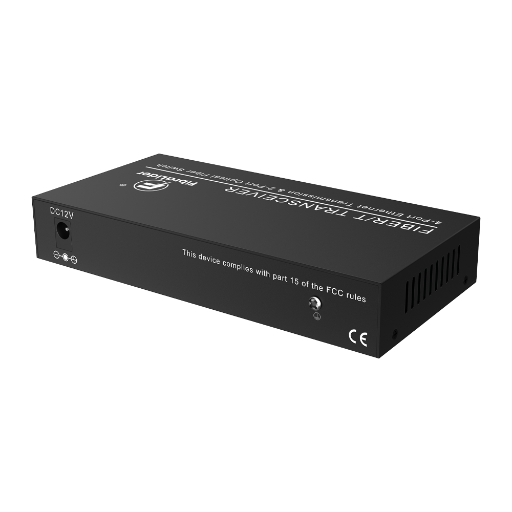 Convertidor de Medios de Fibra 10/100/1000Mbps, 4x RJ45 + 2x Puertos SC