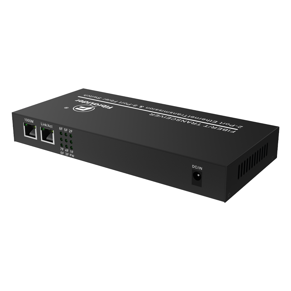 Convertidor de Medios de Fibra 10/100/1000Mbps, 2x RJ45 + 8x Puertos SC