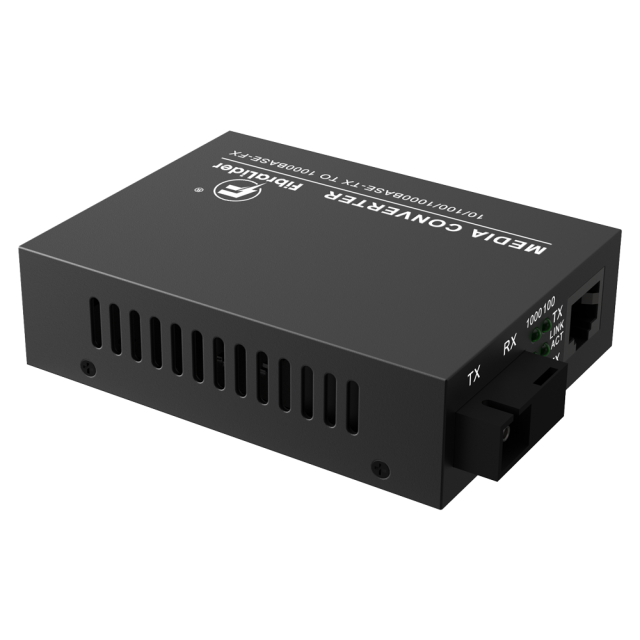 Медиаконвертер 10/100/1000Мбит/с, 1x RJ45 + 1x SC порт