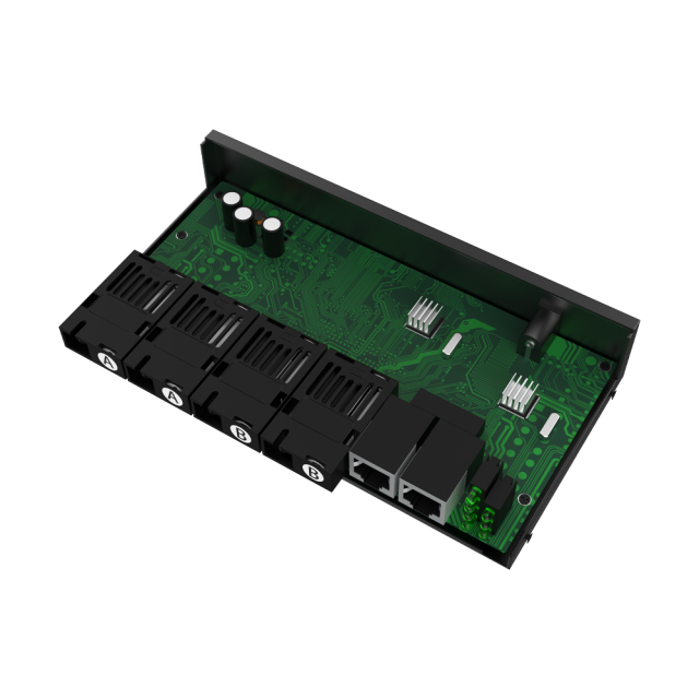 Conversor de Mídia de Fibra 10/100/1000Mbps, 2x RJ45 + 4x Portas SC