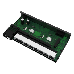 10/100/1000Mbps Fiber Media Converter, 8x RJ45 + 1x SC Fiber Port