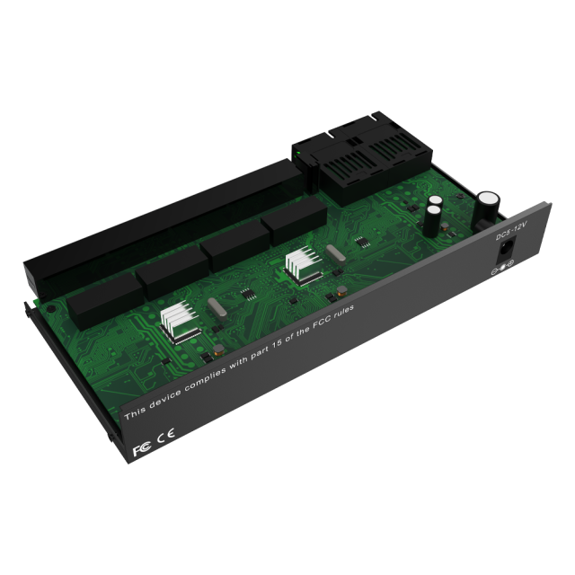 10/100/1000Mbps Fiber Media Converter, 8x RJ45 + 2x SC Fiber Ports