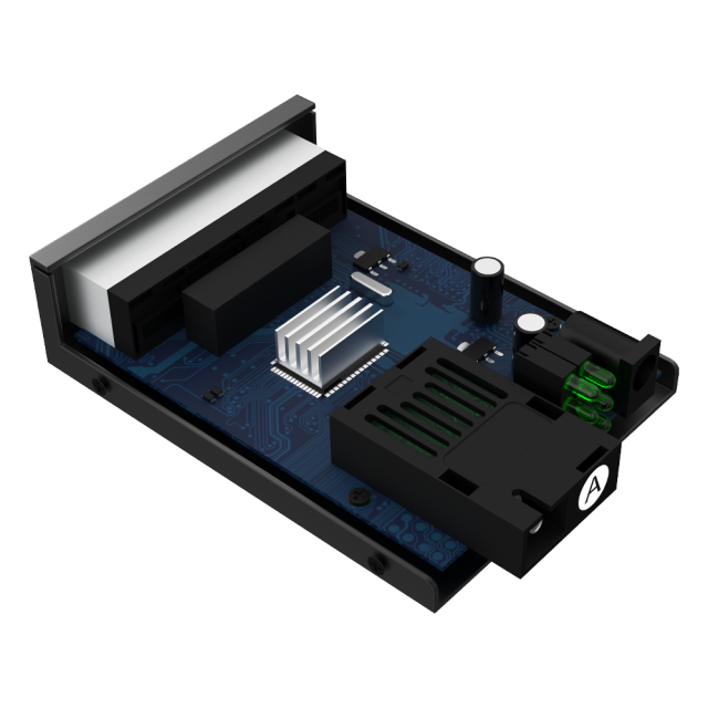 10/100/1000Mbps Fiber Media Converter, 4x RJ45 + 1x SC Fiber Port