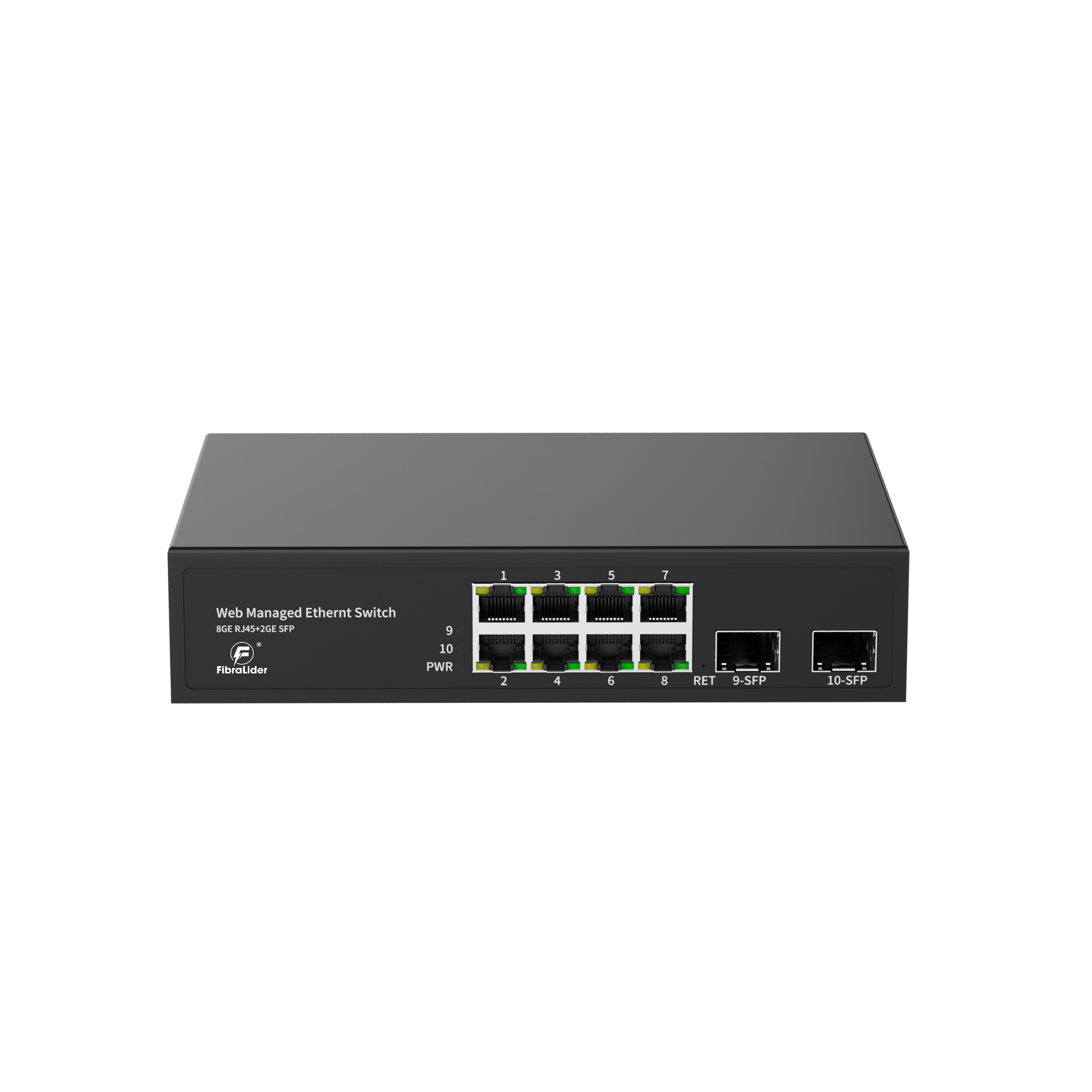 Полностью гигабитный WEB-управляемый PoE-коммутатор – 8 GE-портов + 2 SFP-слота для аплинка