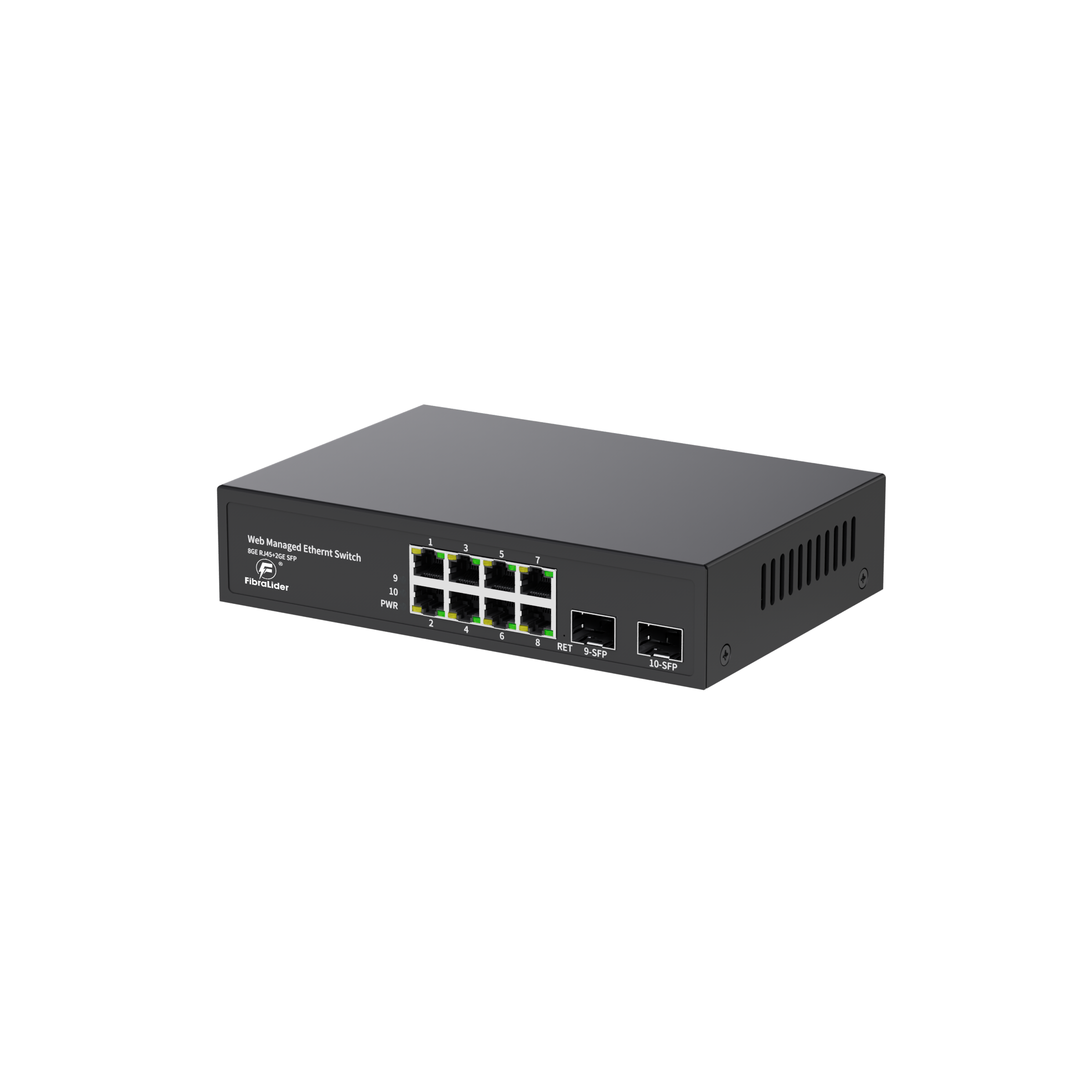Полностью гигабитный WEB-управляемый PoE-коммутатор – 8 GE-портов + 2 SFP-слота для аплинка